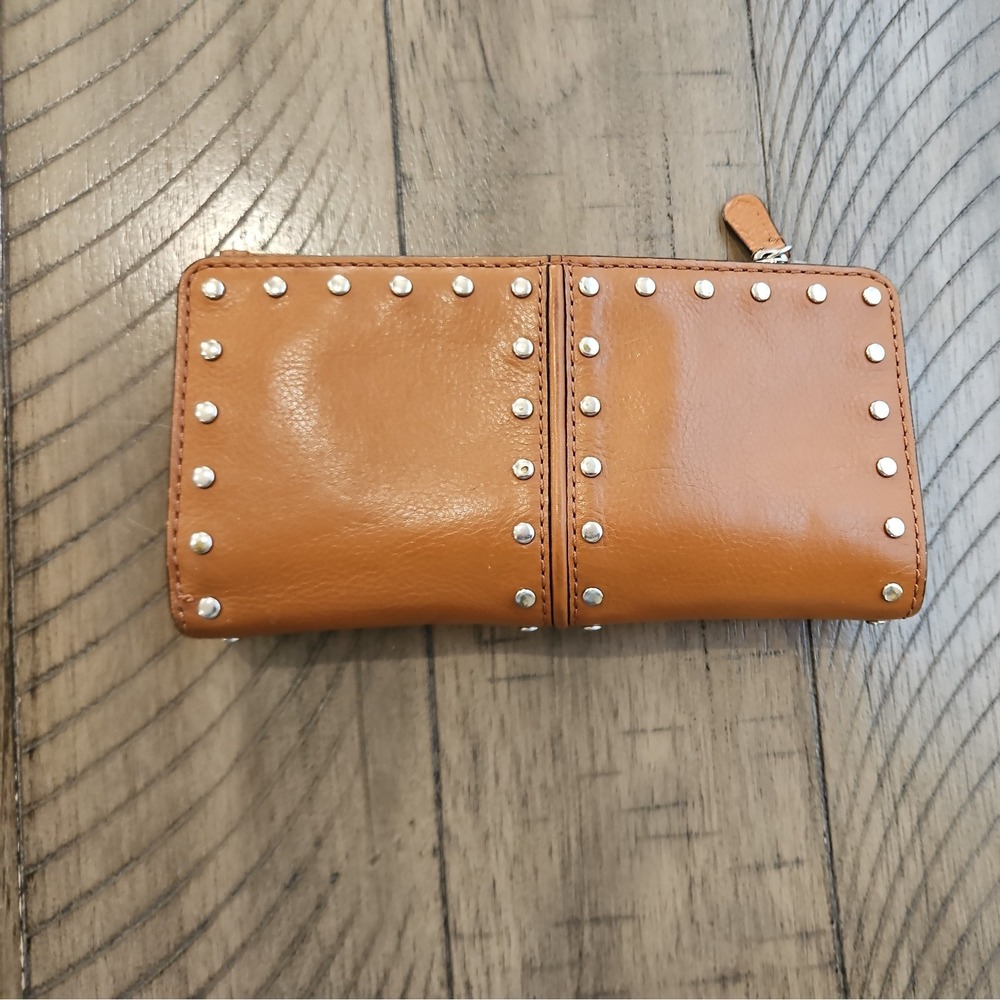 Vintage Michael Kors Astor Brown Studded Leather Wallet Edgy Rock Luxe Timeless